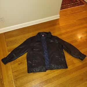 faux leather quilted lined three pocket winter jacket from tommy hilfiger Large
